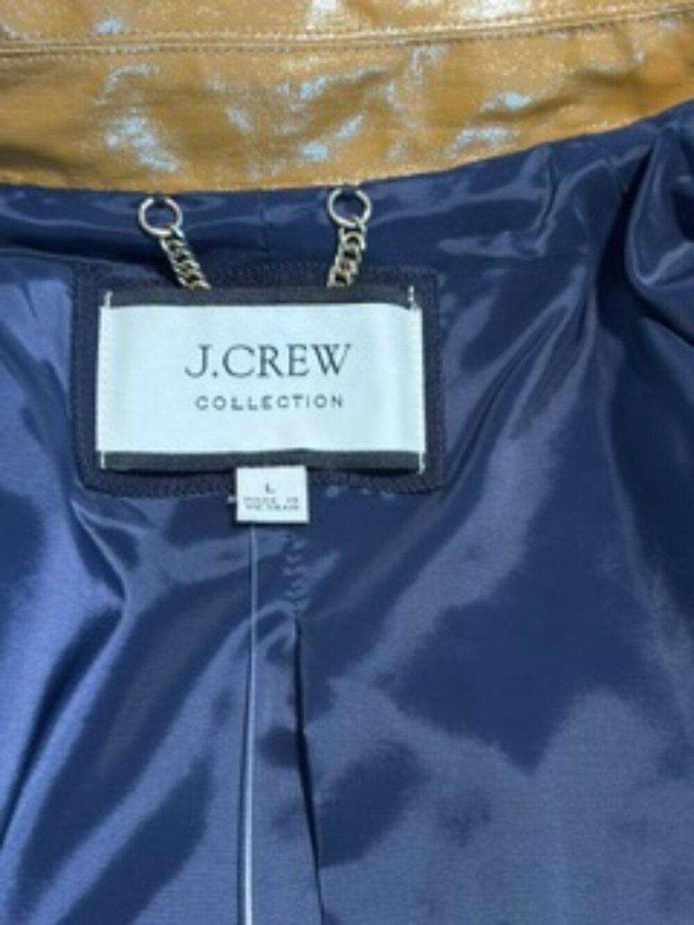 JCrew Collection Laminated Linen Trench in Golden Brandy Sz L - Picture 3 of 8